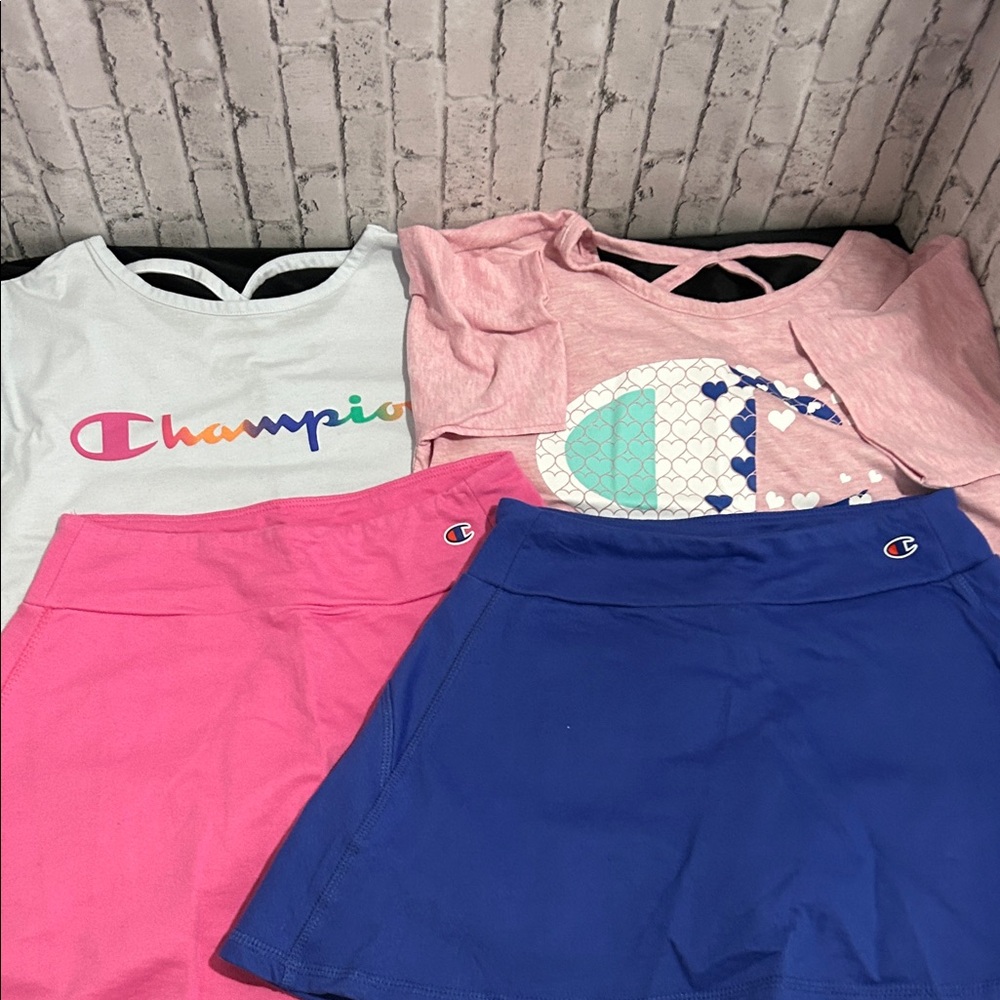 Champion Multicolor Logo Tees and Skirts Set (2)